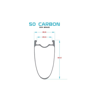 Carbon 50mm front rim clincher 20h 700c